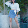 Azure Wrap Skirt Set