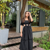 Black Waist Side Cut Maxi Dress