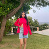 Pink Solid Oversized Shirt
